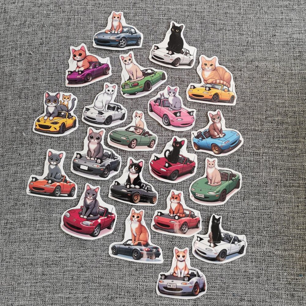 MAZDA MIATA MX5 with Cats Sticker Set 20 pc